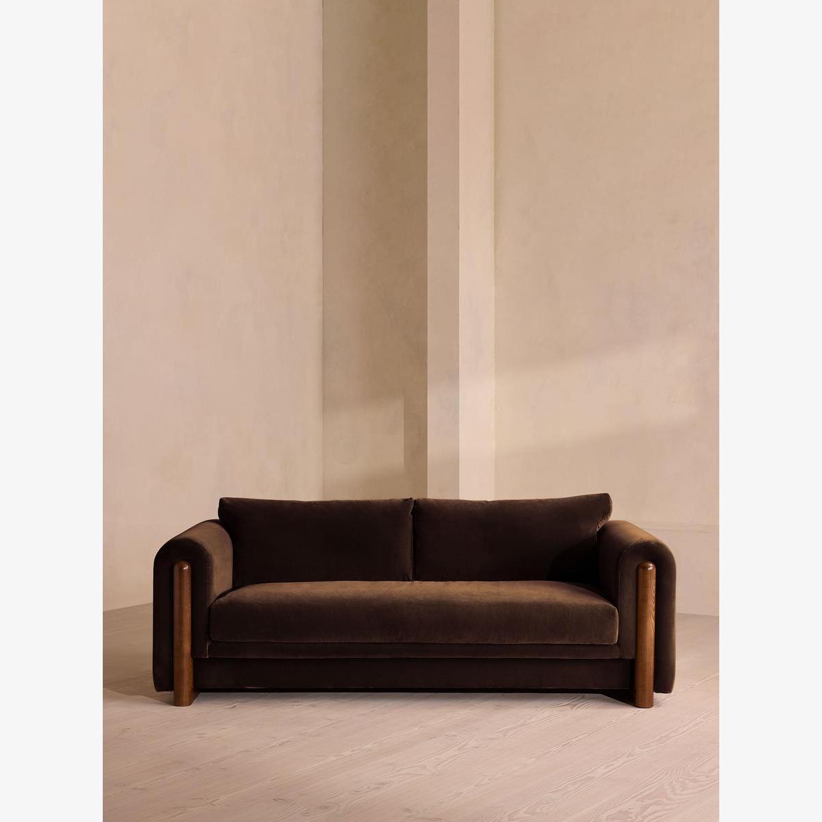 Faarell Three Seater Sofa, Velvet, Chocolate – image 1