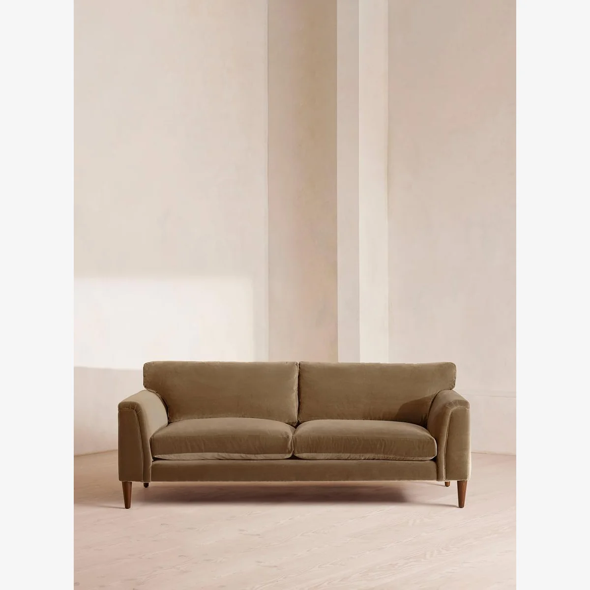 Reya Three Seater Sofa, Velvet, Truffle, UK – image 1