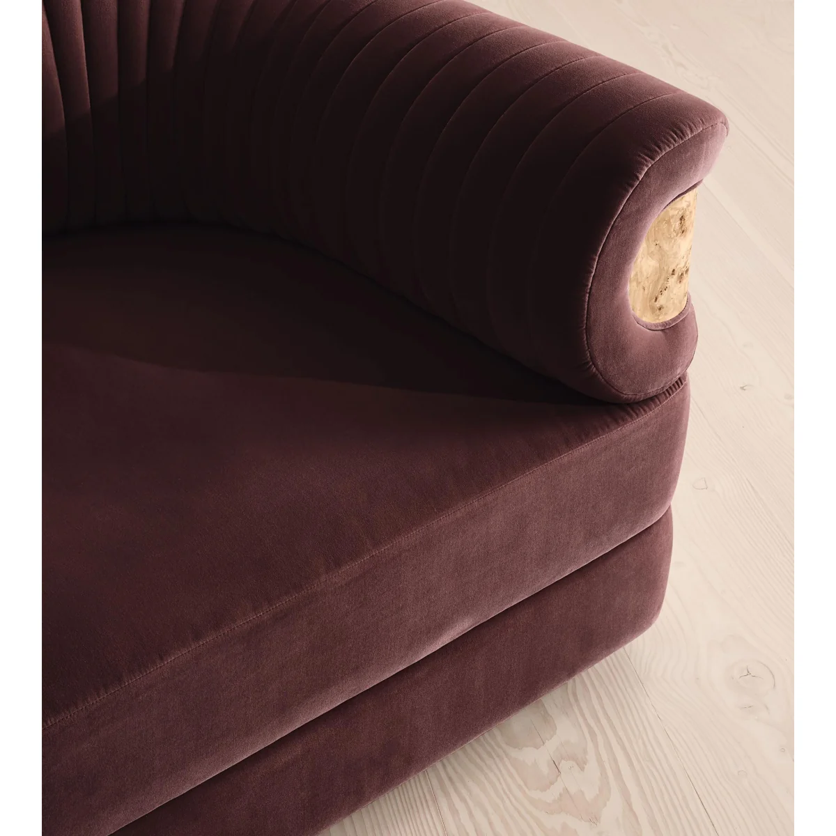 Caleb Modular Sofa, L-Shape Sofa, Velvet, Aubergine, Blonde Burl, UK – image 5