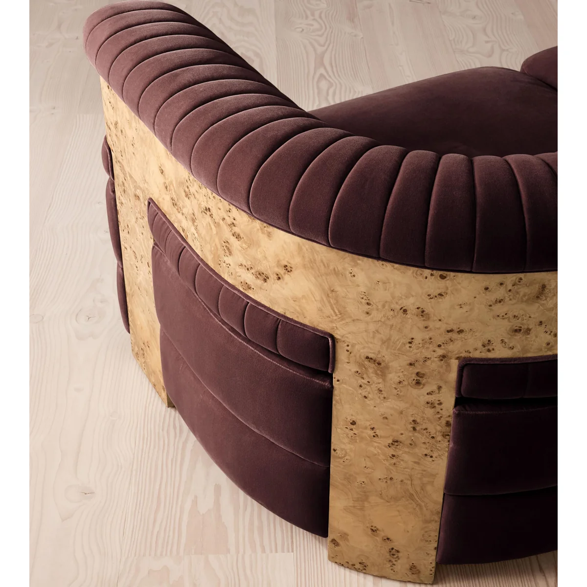 Caleb Modular Sofa, L-Shape Sofa, Velvet, Aubergine, Blonde Burl, UK – image 6