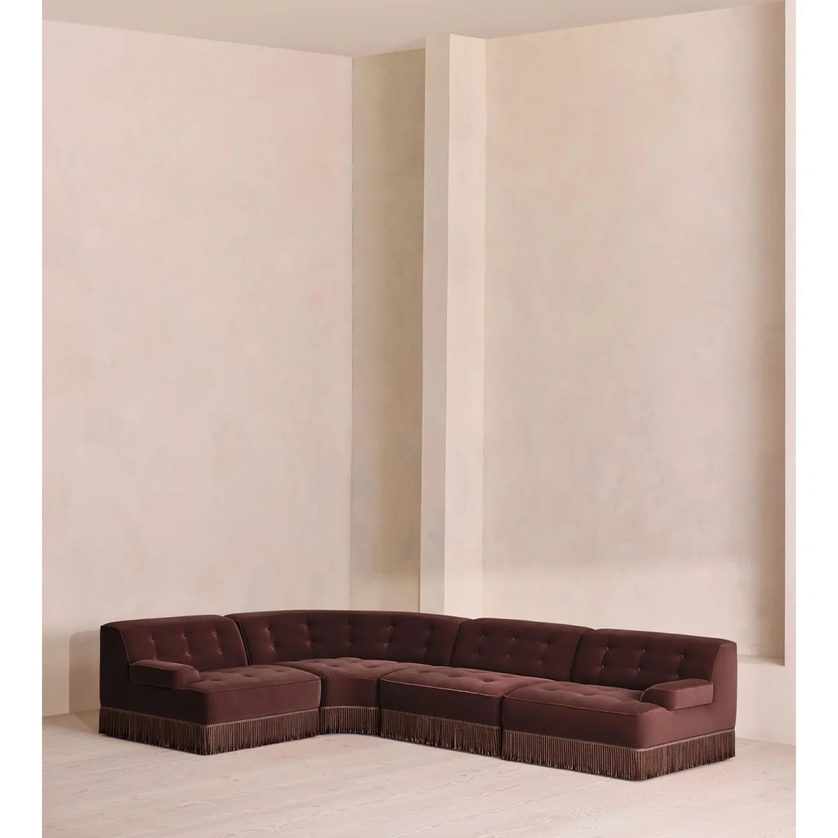 Elowen Modular Sofa, L-Shape Sofa, Velvet, Aubergine, UK – image 2