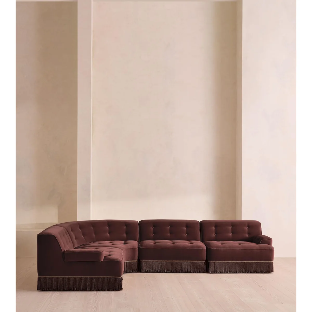 Elowen Modular Sofa, L-Shape Sofa, Velvet, Aubergine, UK – image 3