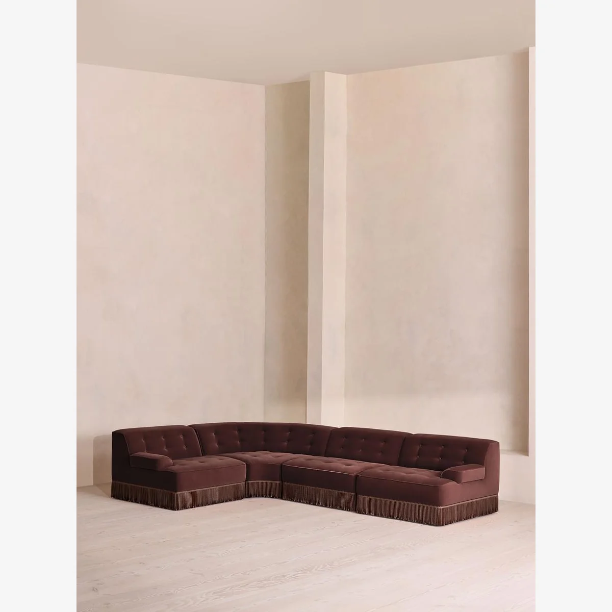 Elowen Modular Sofa, L-Shape Sofa, Velvet, Aubergine, UK – image 1