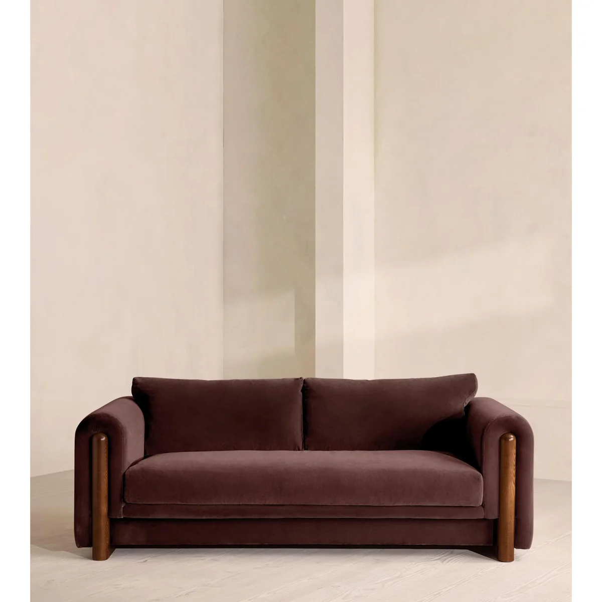 Farrell Three Seater Sofa, Velvet, Aubergine, UK – image 2