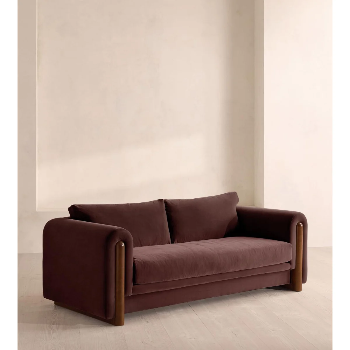 Farrell Three Seater Sofa, Velvet, Aubergine, UK – image 3