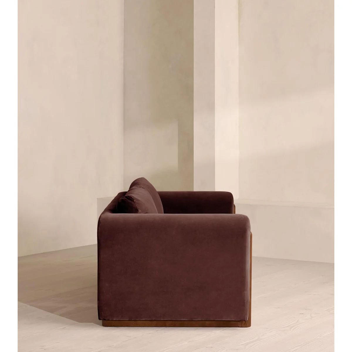 Farrell Three Seater Sofa, Velvet, Aubergine, UK – image 4