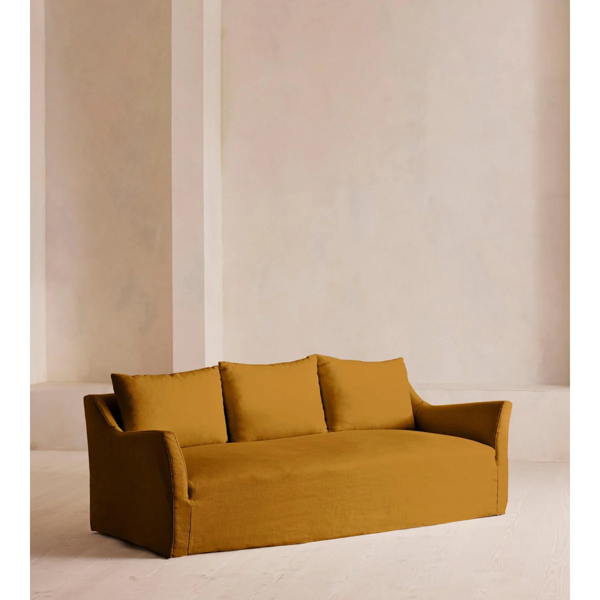 Roma Three Seater Sofa, Linen, Turmeric, UK – image 2
