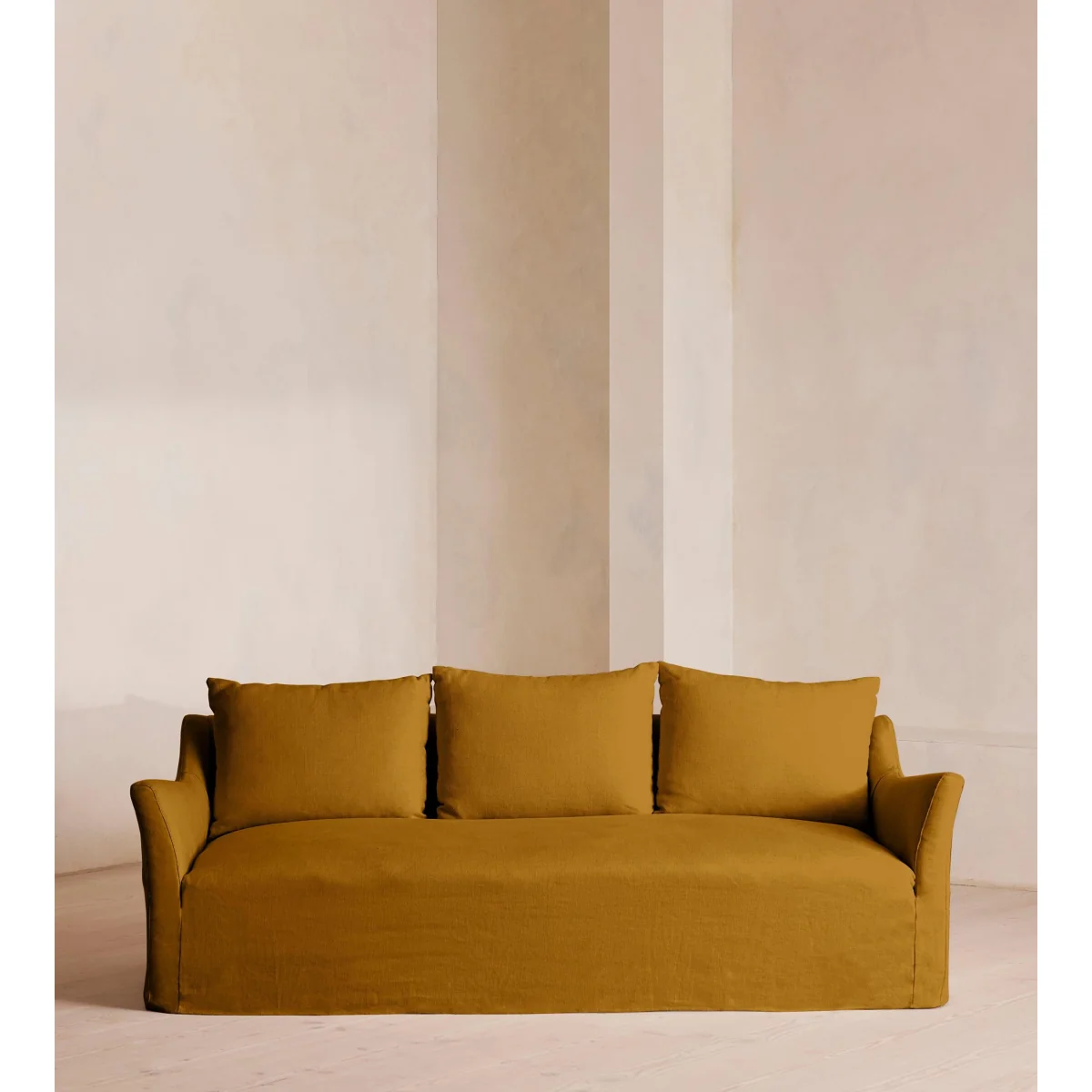 Roma Three Seater Sofa, Linen, Turmeric, UK – image 3