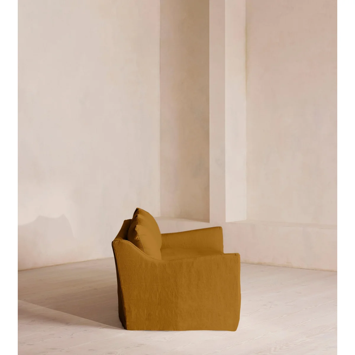 Roma Three Seater Sofa, Linen, Turmeric, UK – image 4