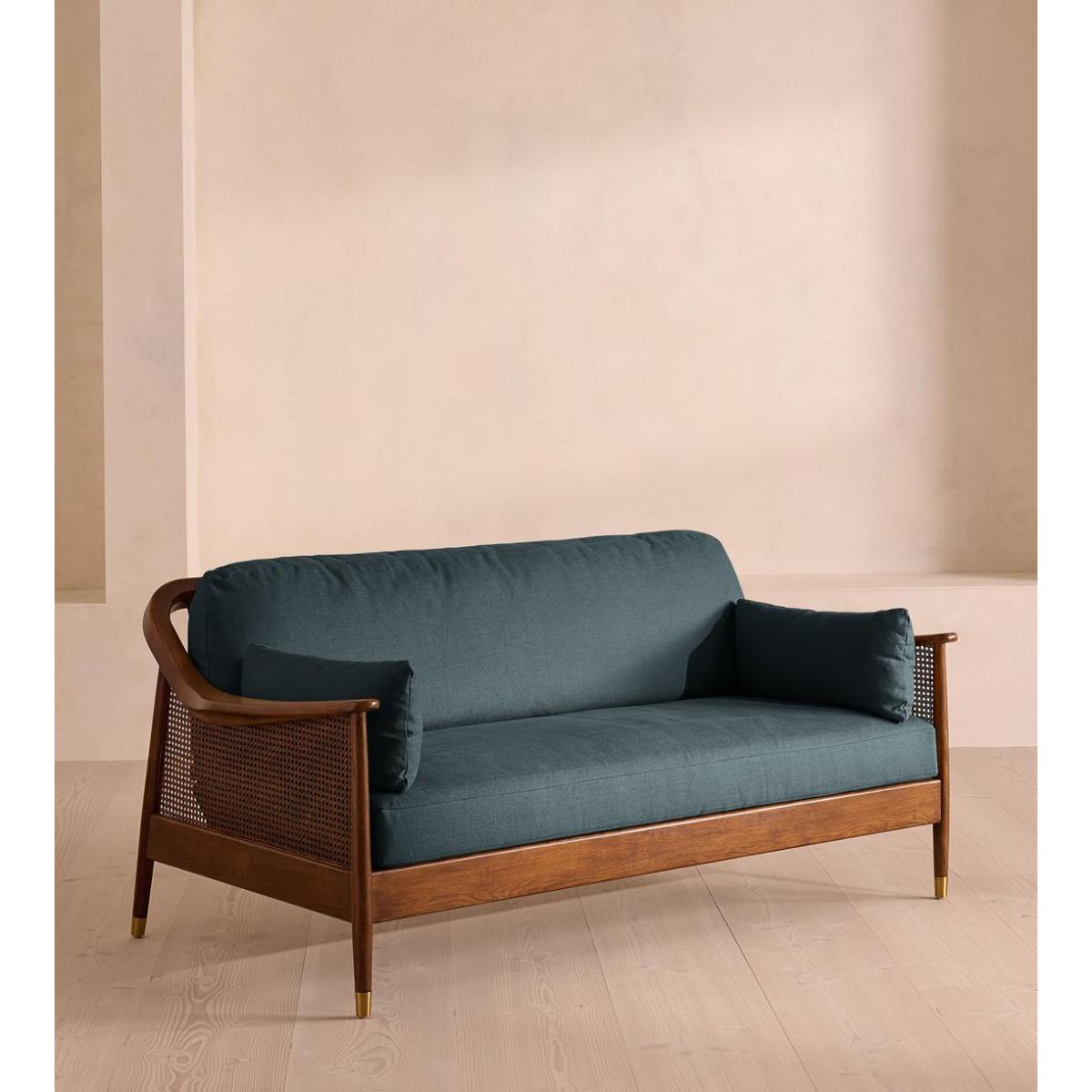 Atlanta Three Seater Sofa, Linen, Prussian Blue – image 2