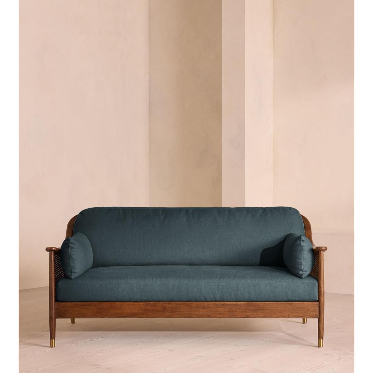 Atlanta Three Seater Sofa, Linen, Prussian Blue – image 3