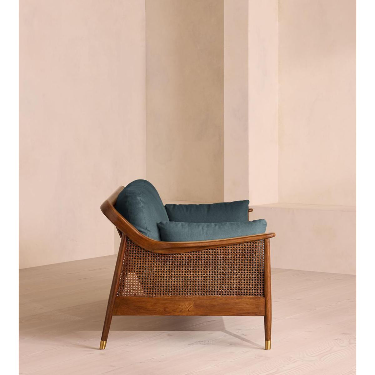 Atlanta Three Seater Sofa, Linen, Prussian Blue – image 4