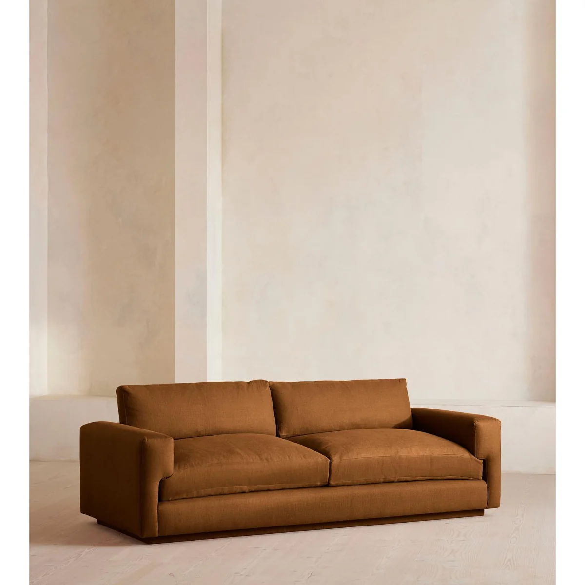 Mossley Three Seater Sofa, Linen, Terracotta, UK – image 3