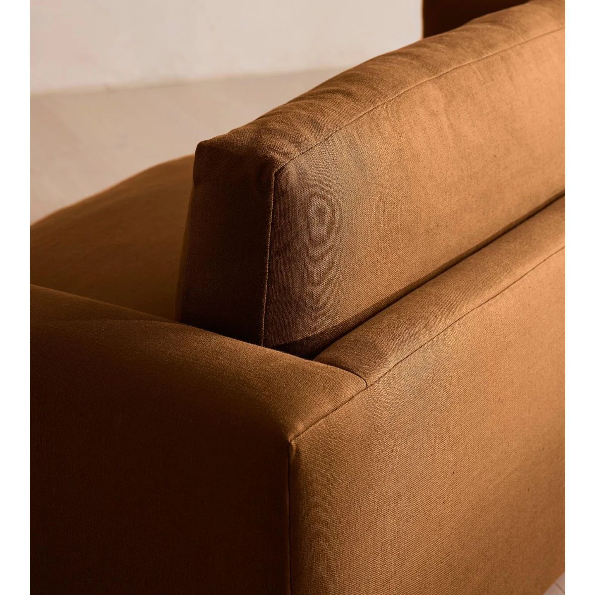 Mossley Three Seater Sofa, Linen, Terracotta, UK – image 6