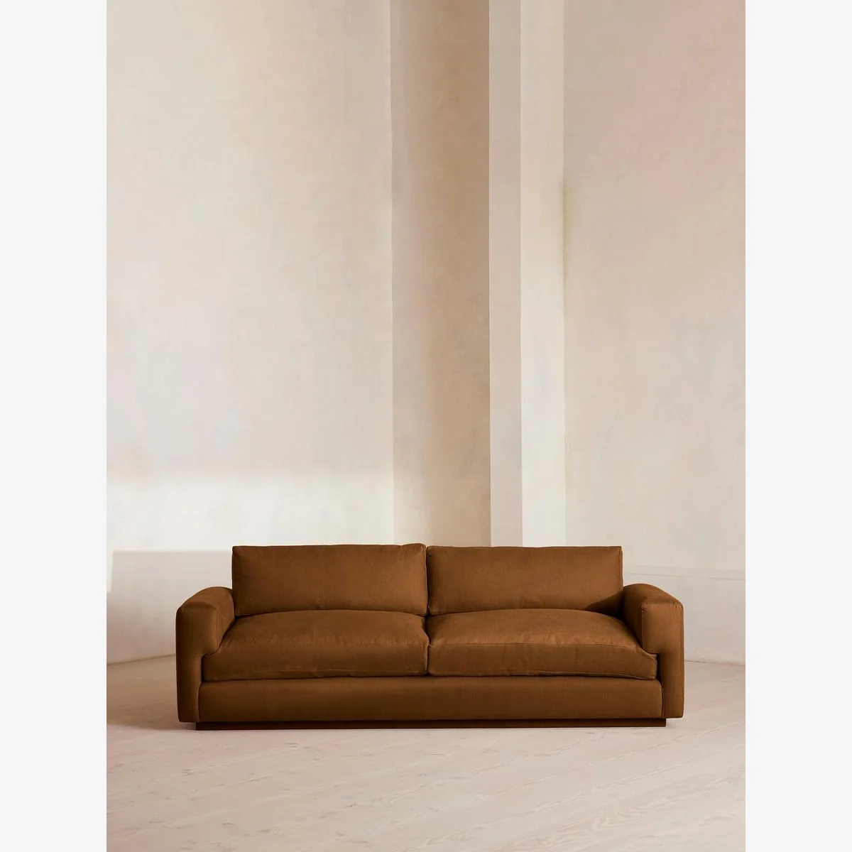 Mossley Three Seater Sofa, Linen, Terracotta, UK – image 1