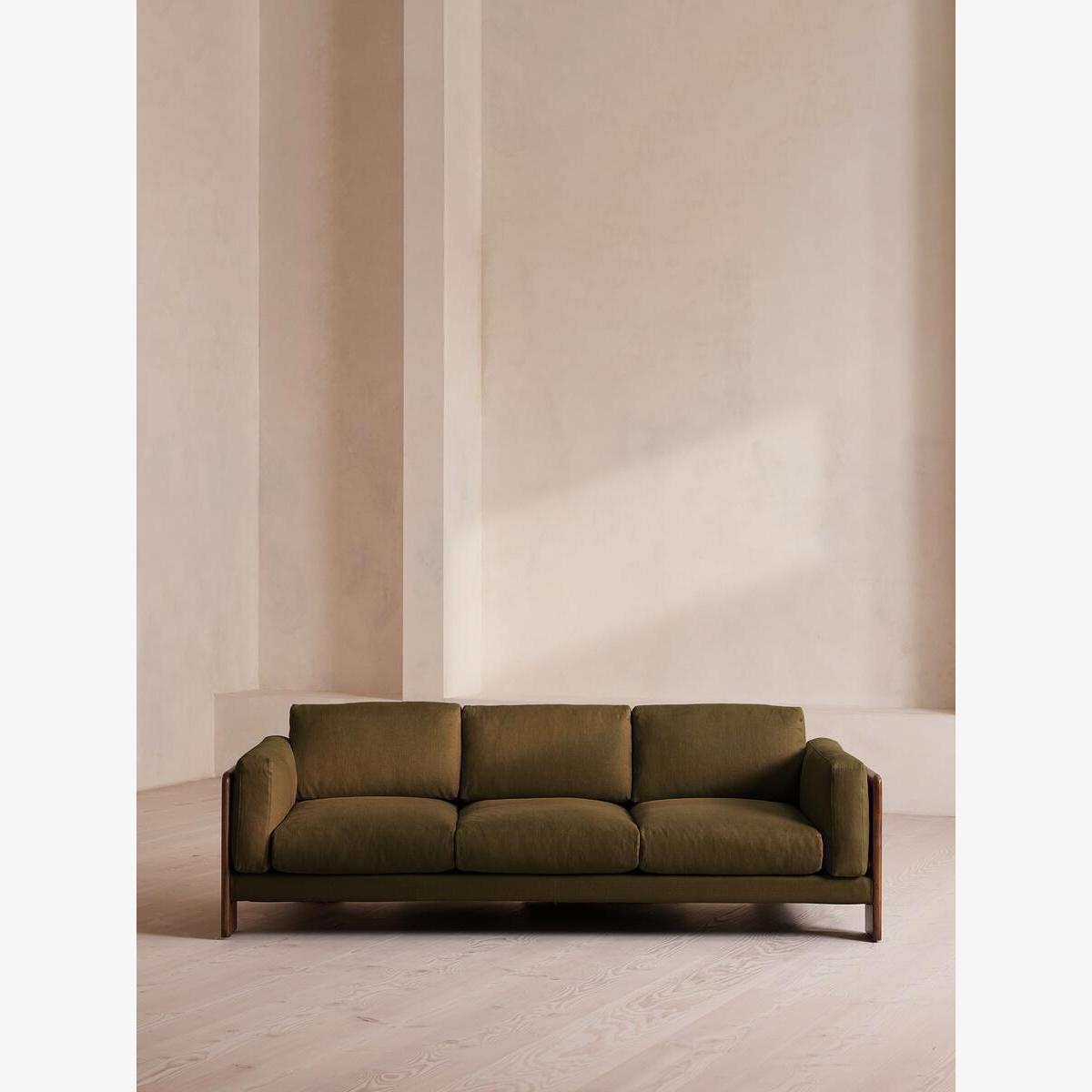 Marcia Three Seater Sofa, Linen, Olive