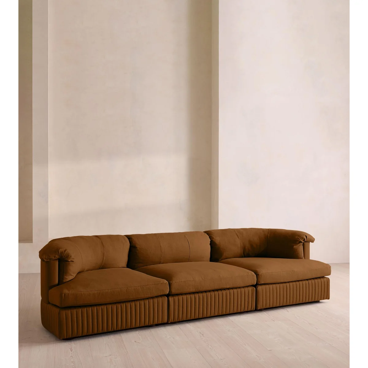 Oona Deep Sit Modular Sofa, Four Seater, Linen, Terracotta, UK – image 3