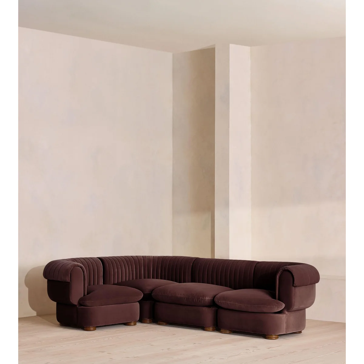 Rava Modular Sofa, L-Shape Sofa, Velvet, Aubergine, UK – image 2