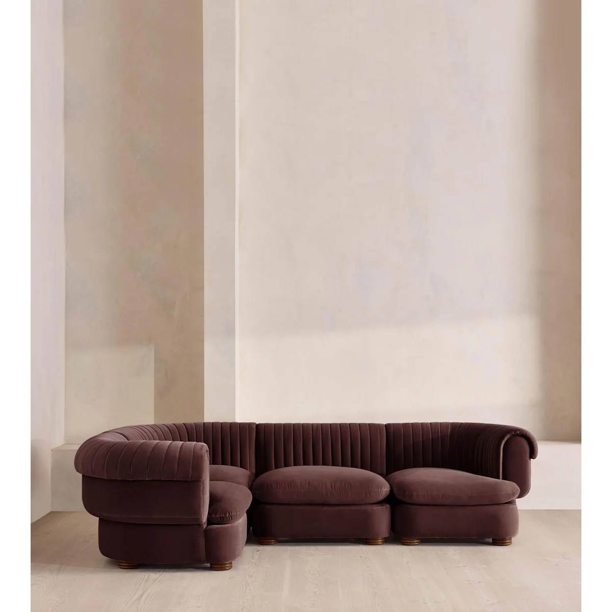 Rava Modular Sofa, L-Shape Sofa, Velvet, Aubergine, UK – image 3