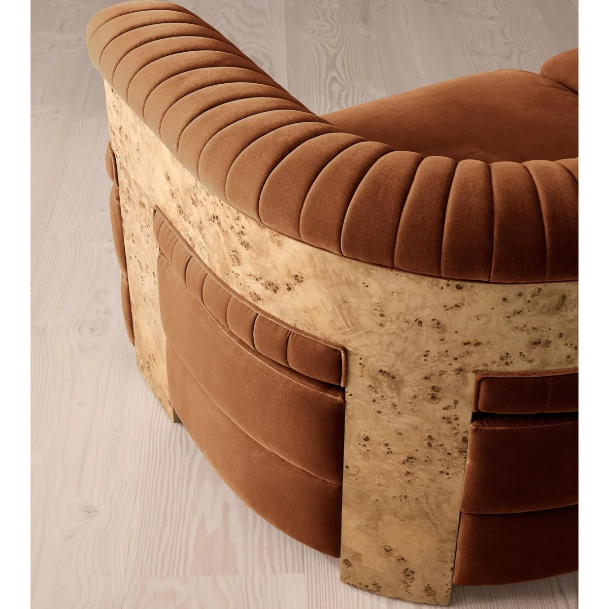 Caleb Modular Sofa, Four Seater, Velvet, Cinnamon, Blonde Burl, UK – image 6