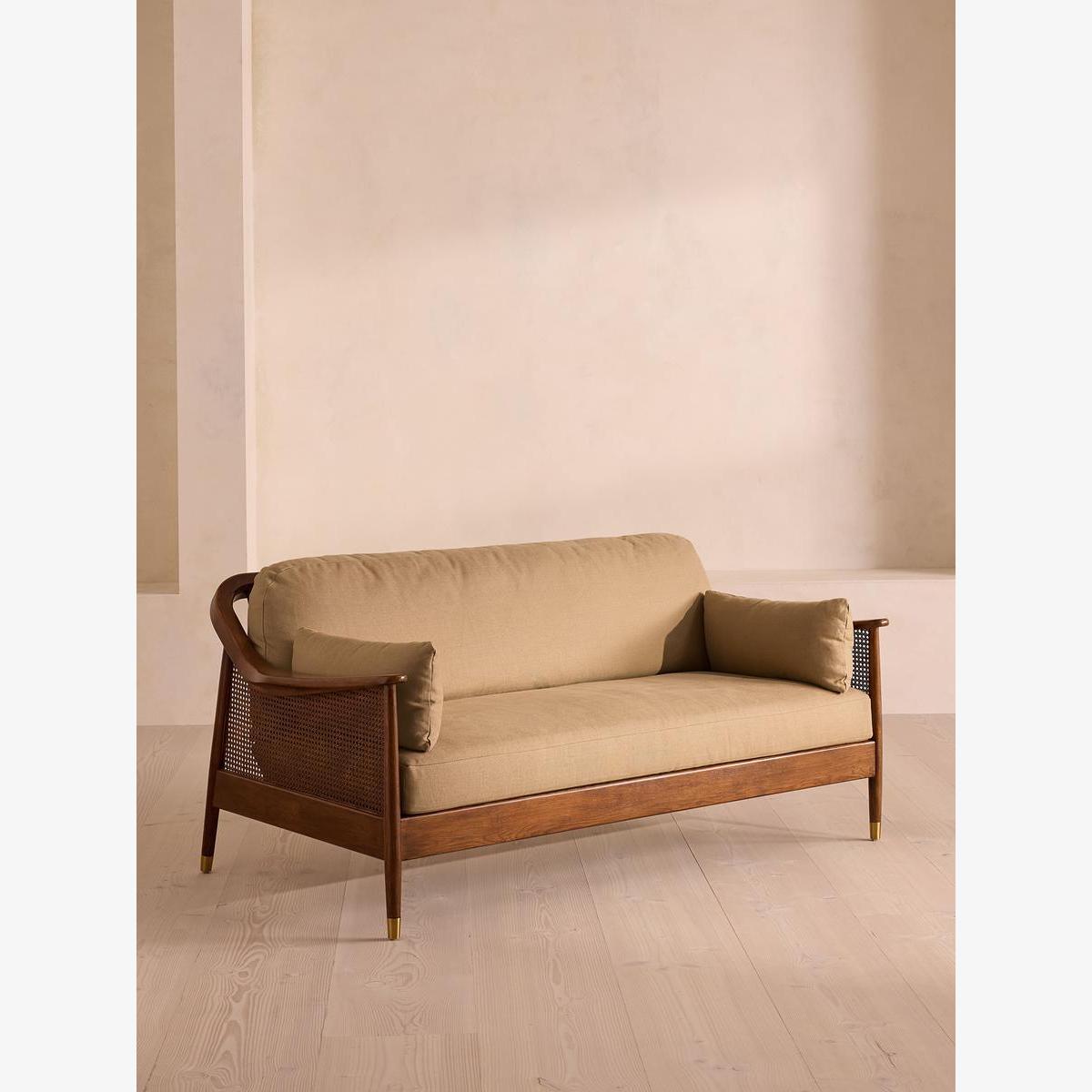 Atlanta Three Seater Sofa, Linen, Wheat – image 1