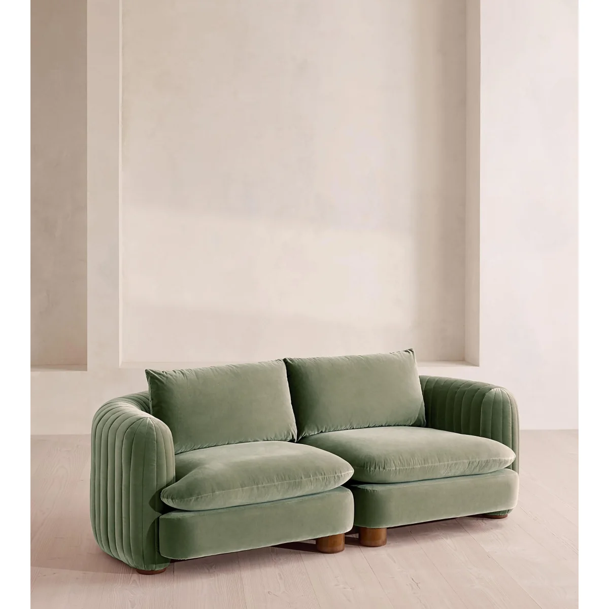 Vivienne Modular Sofa, Three Seater, Velvet, Seafoam, UK – image 3