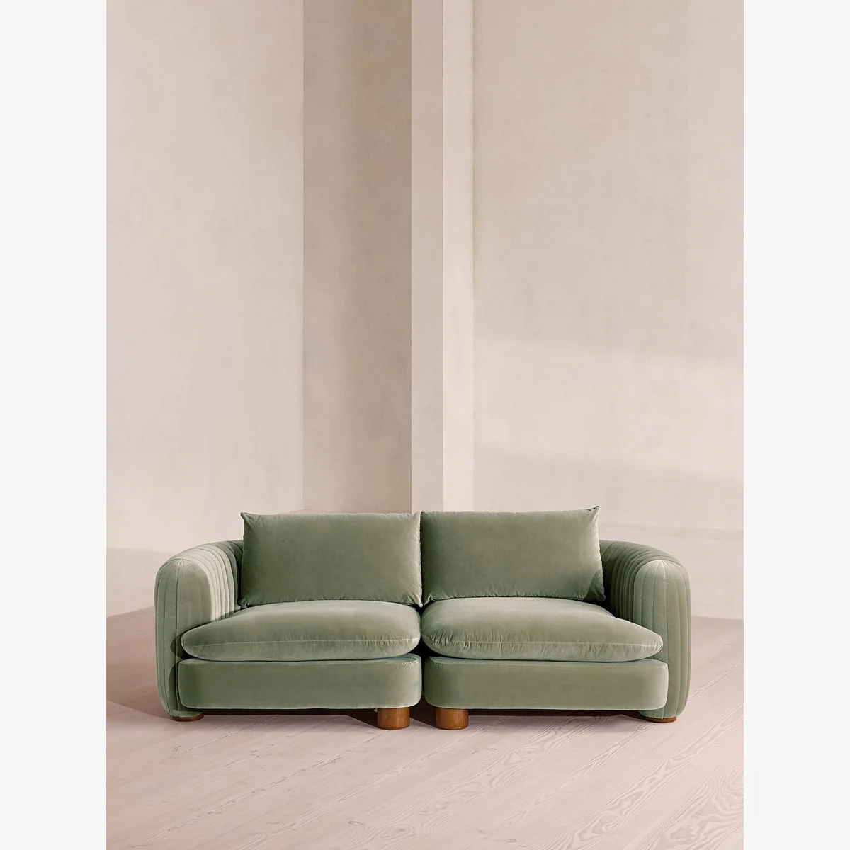 Vivienne Modular Sofa, Three Seater, Velvet, Seafoam, UK – image 1