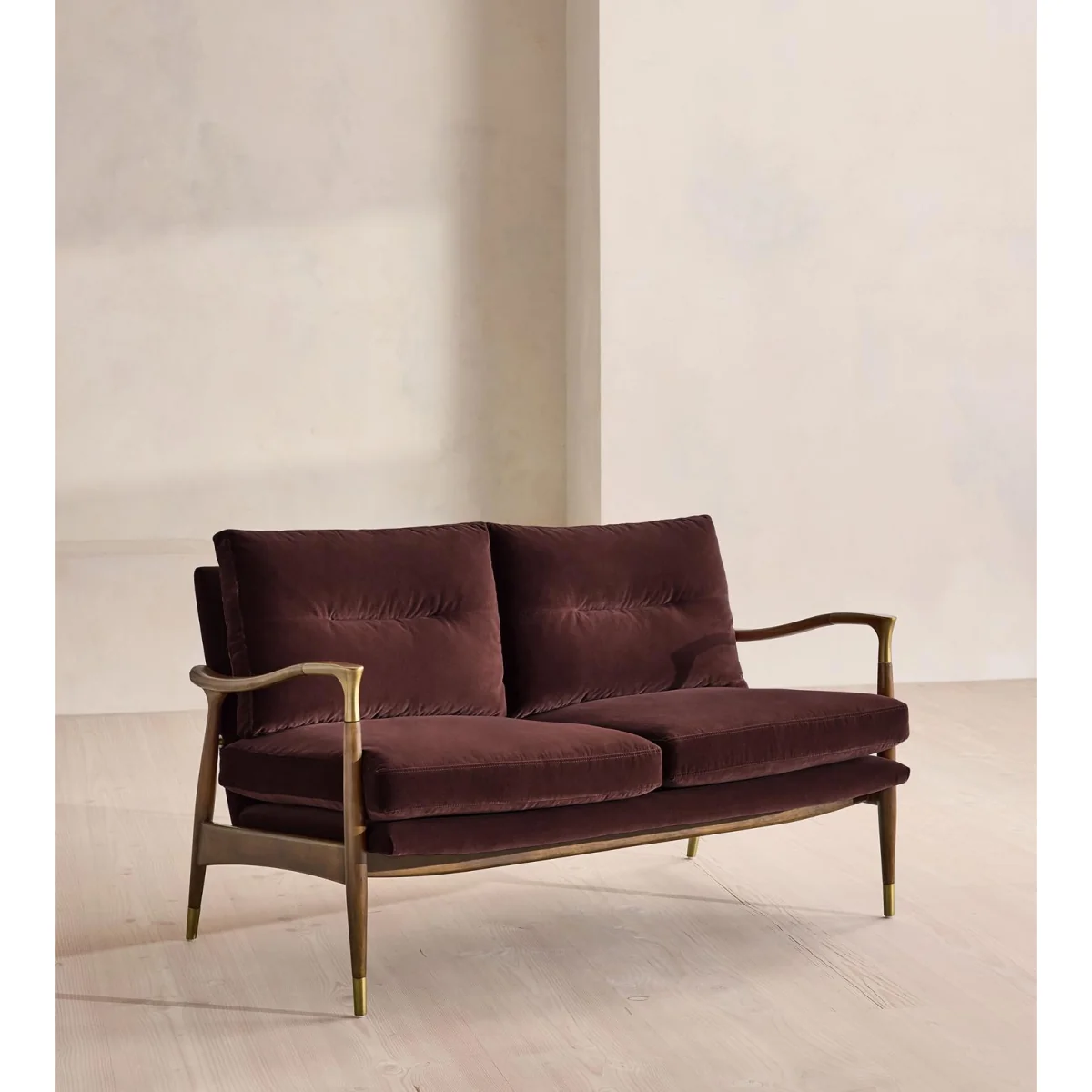 Theodore Two Seater Sofa, Velvet, Aubergine, UK – image 2