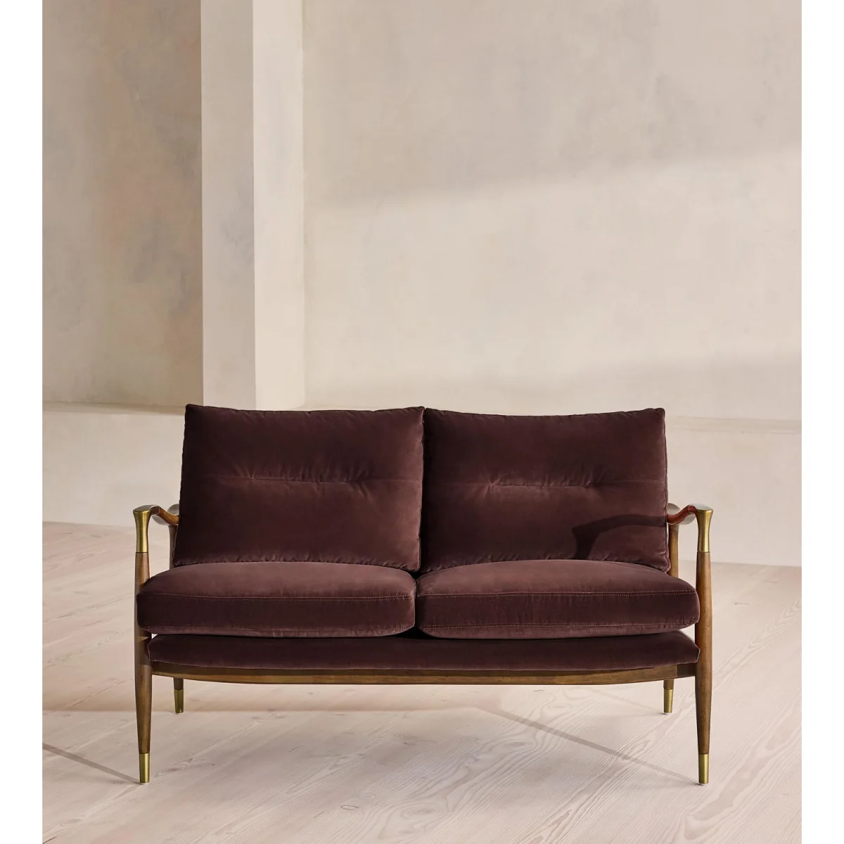 Theodore Two Seater Sofa, Velvet, Aubergine, UK – image 3