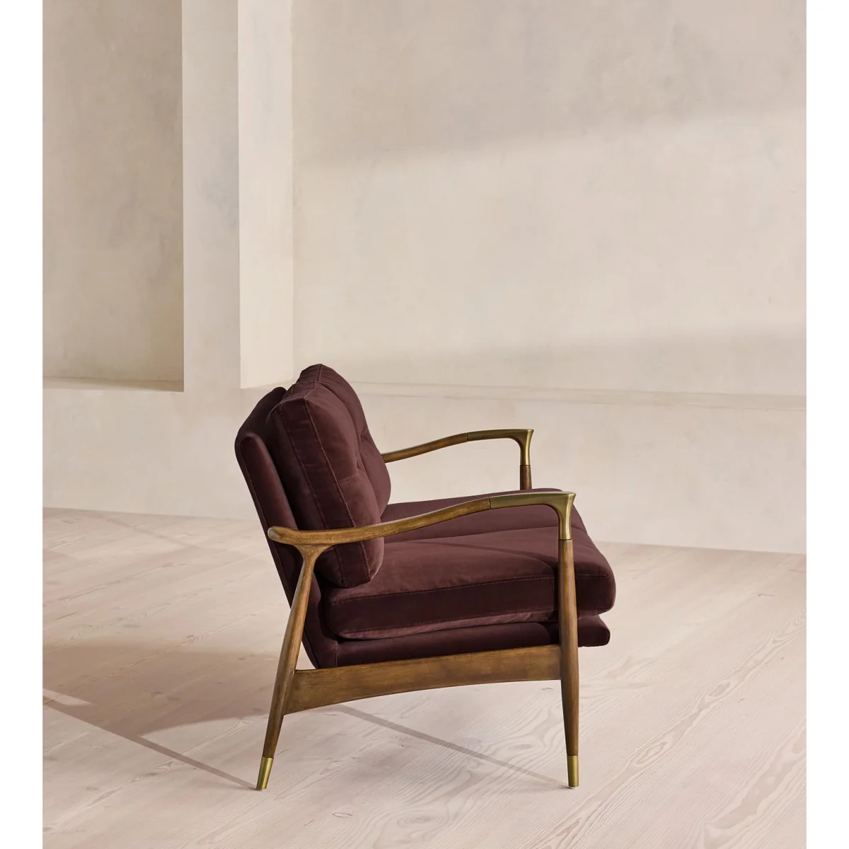 Theodore Two Seater Sofa, Velvet, Aubergine, UK – image 4