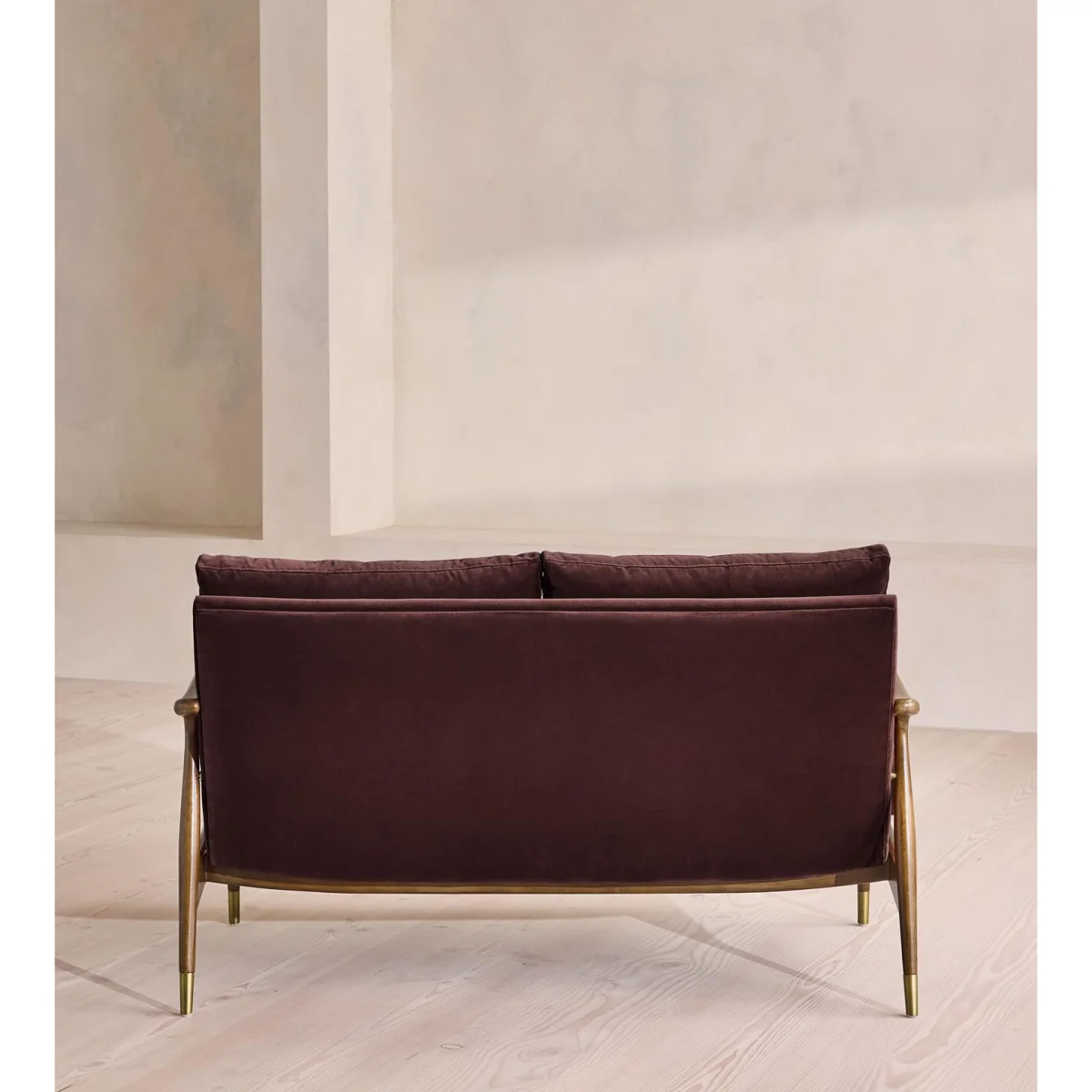 Theodore Two Seater Sofa, Velvet, Aubergine, UK – image 5