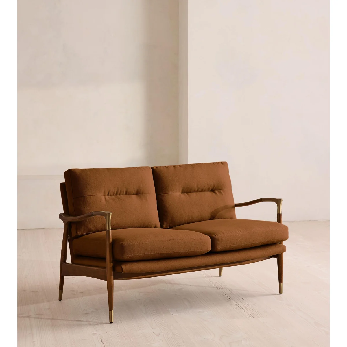 Theodore Two Seater Sofa, Linen, Terracotta, UK – image 2