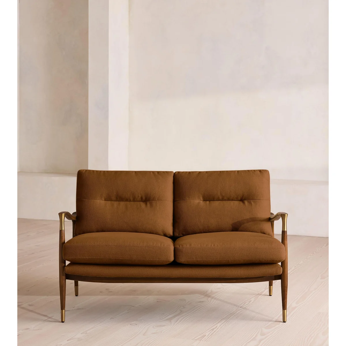 Theodore Two Seater Sofa, Linen, Terracotta, UK – image 3