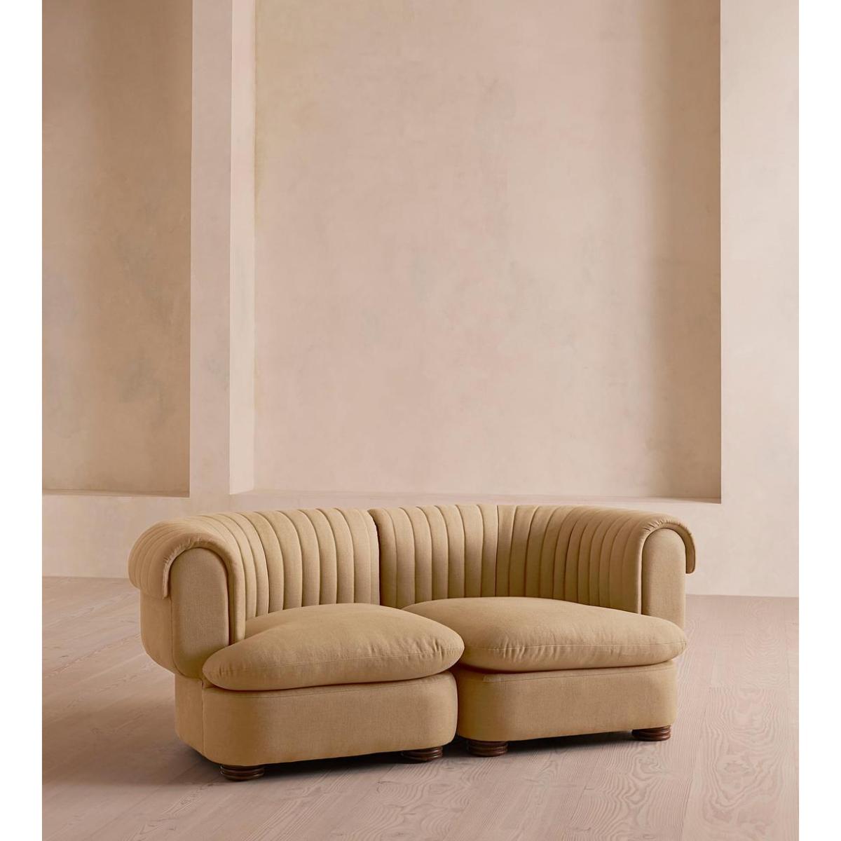 Rava Three Seater Sofa, Linen, Wheat – image 2