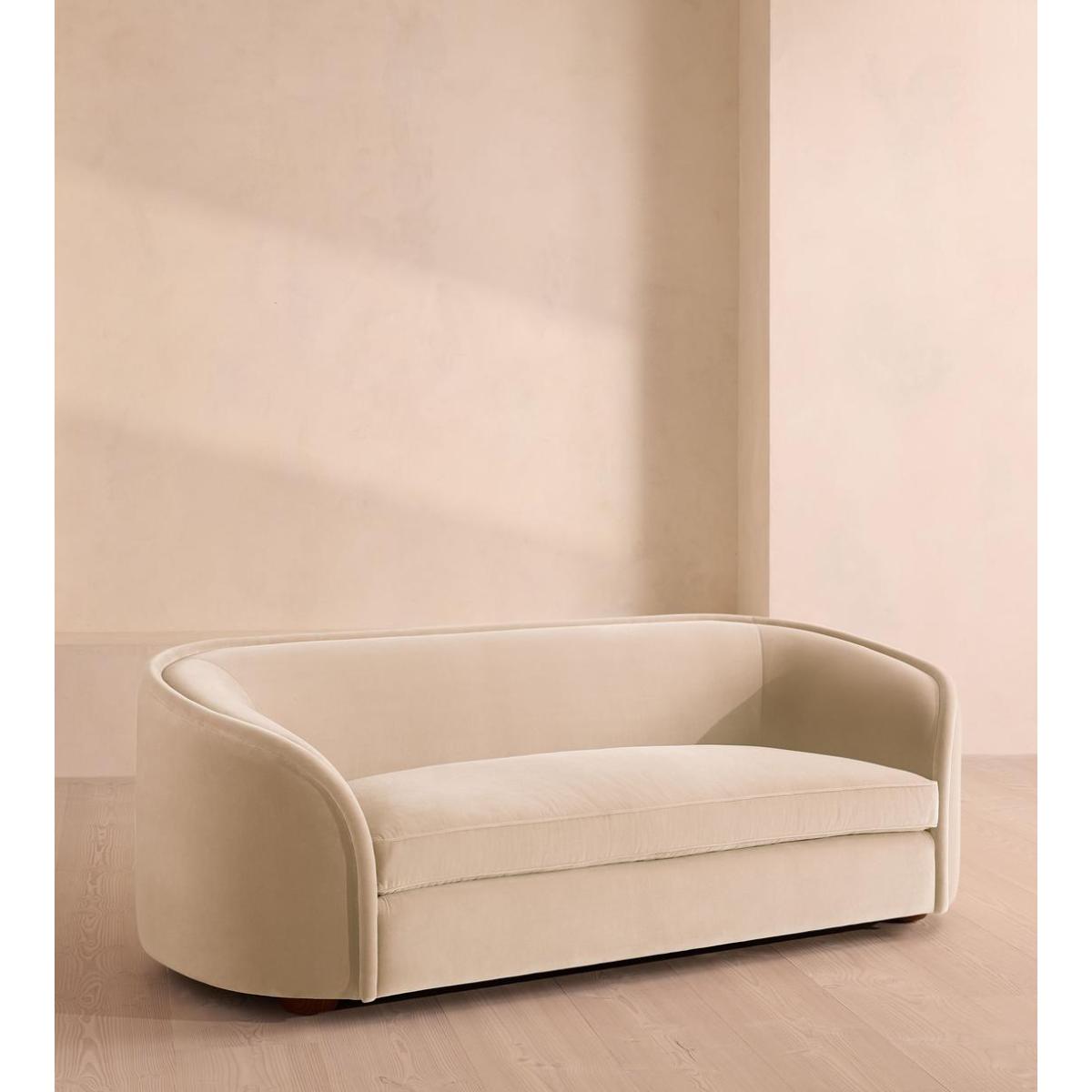 Conall Three Seater Sofa, Velvet, Porcelain – image 2