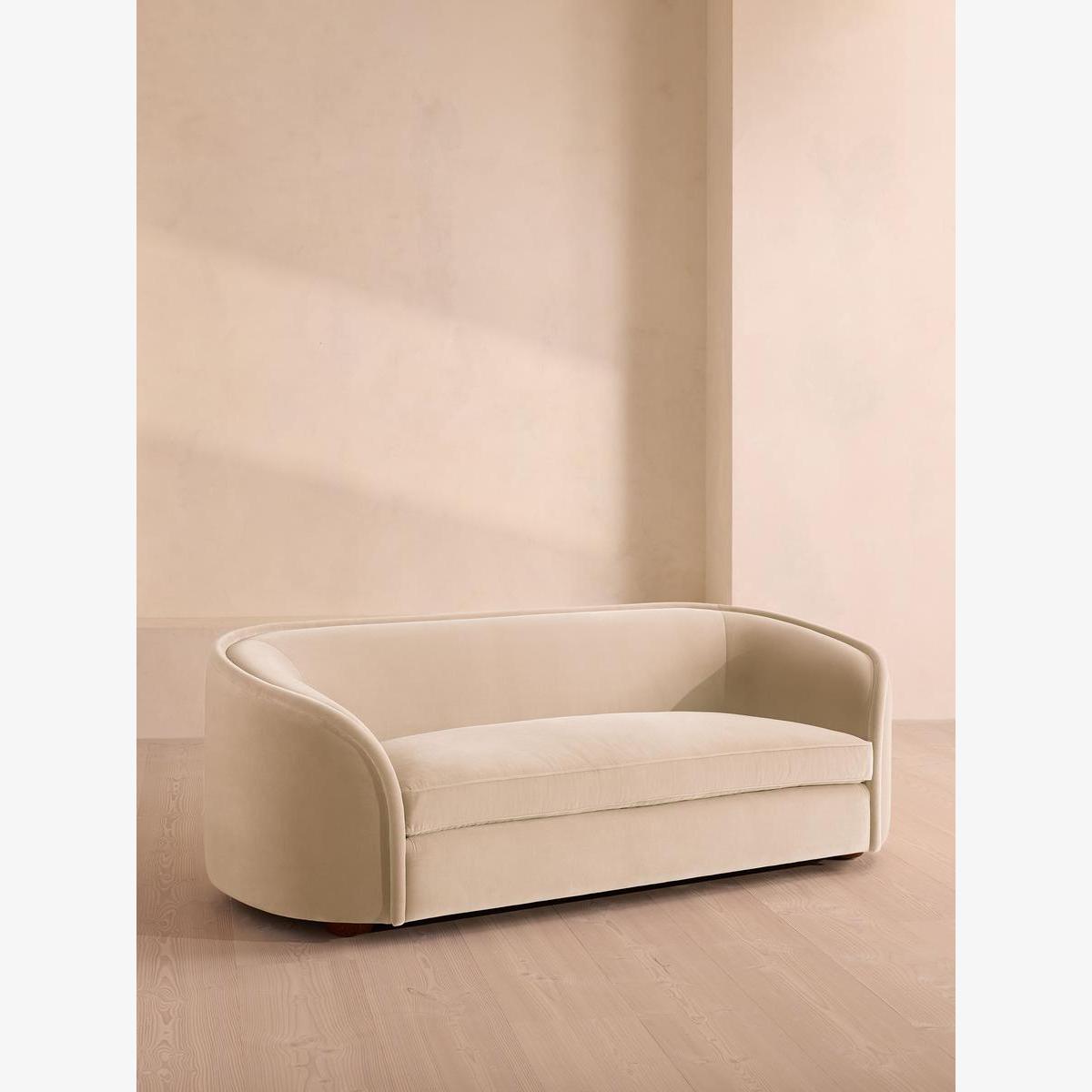 Conall Three Seater Sofa, Velvet, Porcelain – image 1