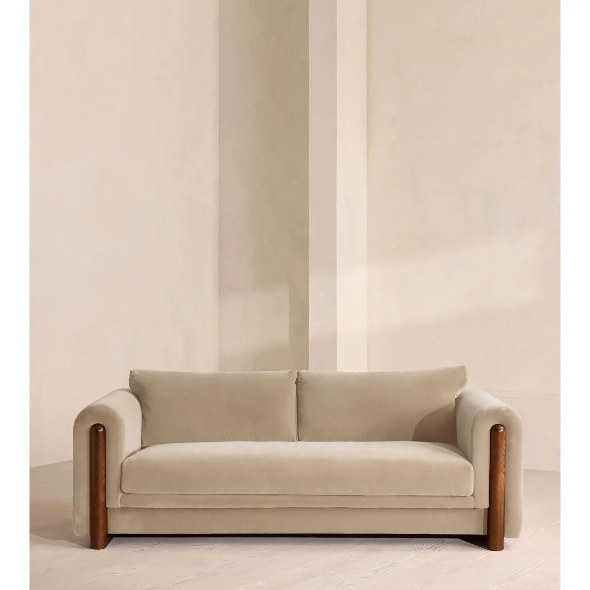 Farrell Three Seater Sofa, Velvet, Oyster, UK – image 2