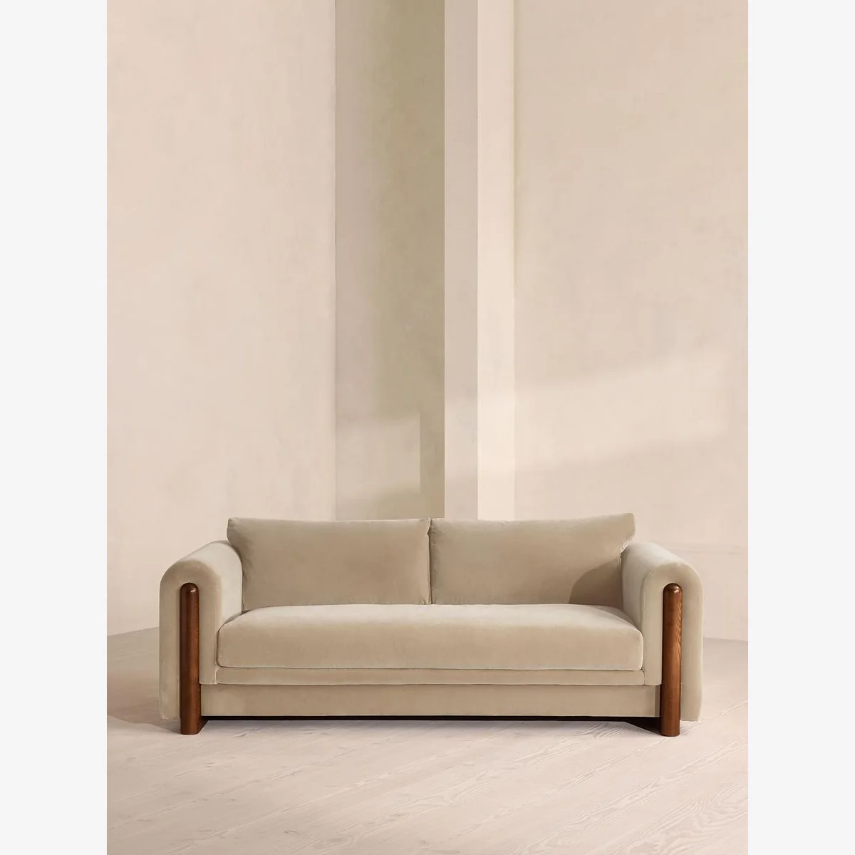 Farrell Three Seater Sofa, Velvet, Oyster, UK – image 1