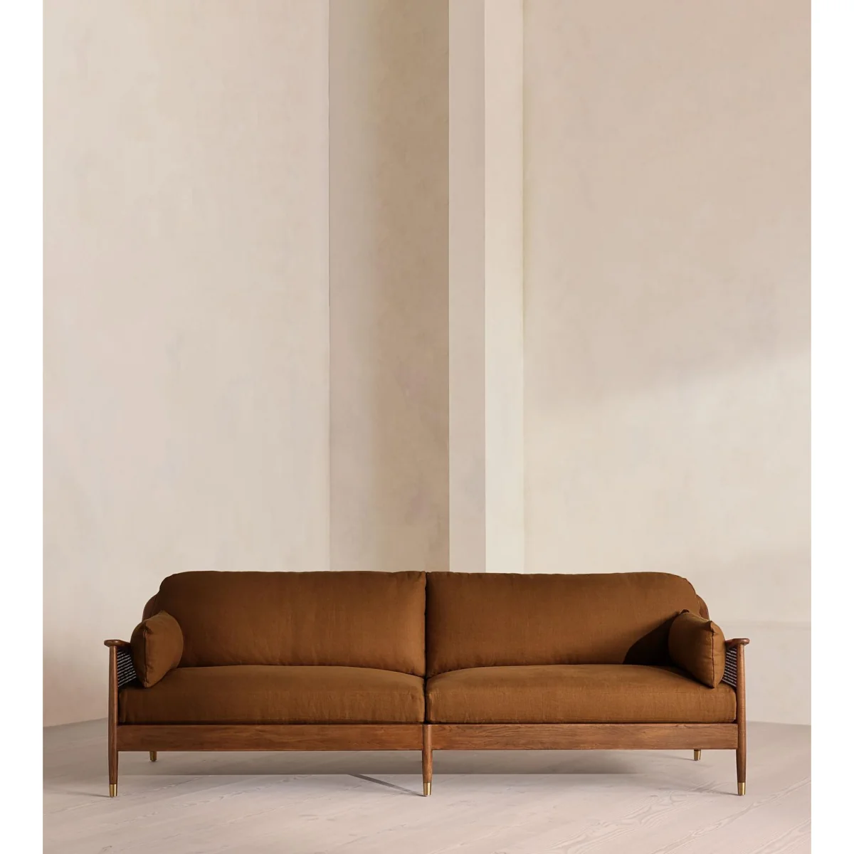 Atlanta Four Seater Sofa, Linen, Terracotta, UK – image 2