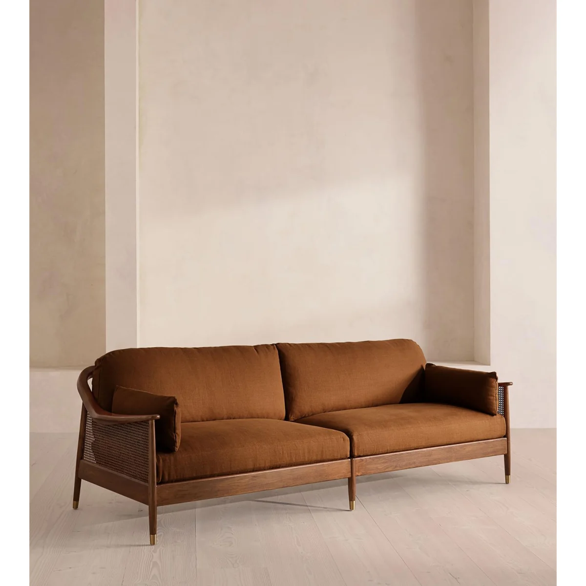 Atlanta Four Seater Sofa, Linen, Terracotta, UK – image 3