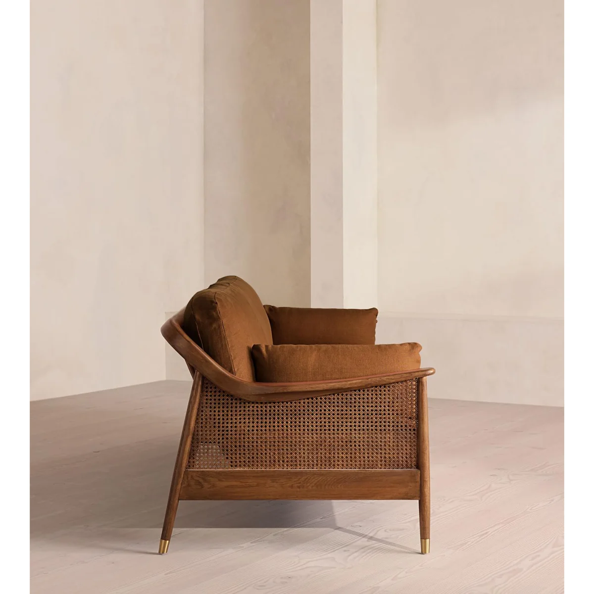 Atlanta Four Seater Sofa, Linen, Terracotta, UK – image 4