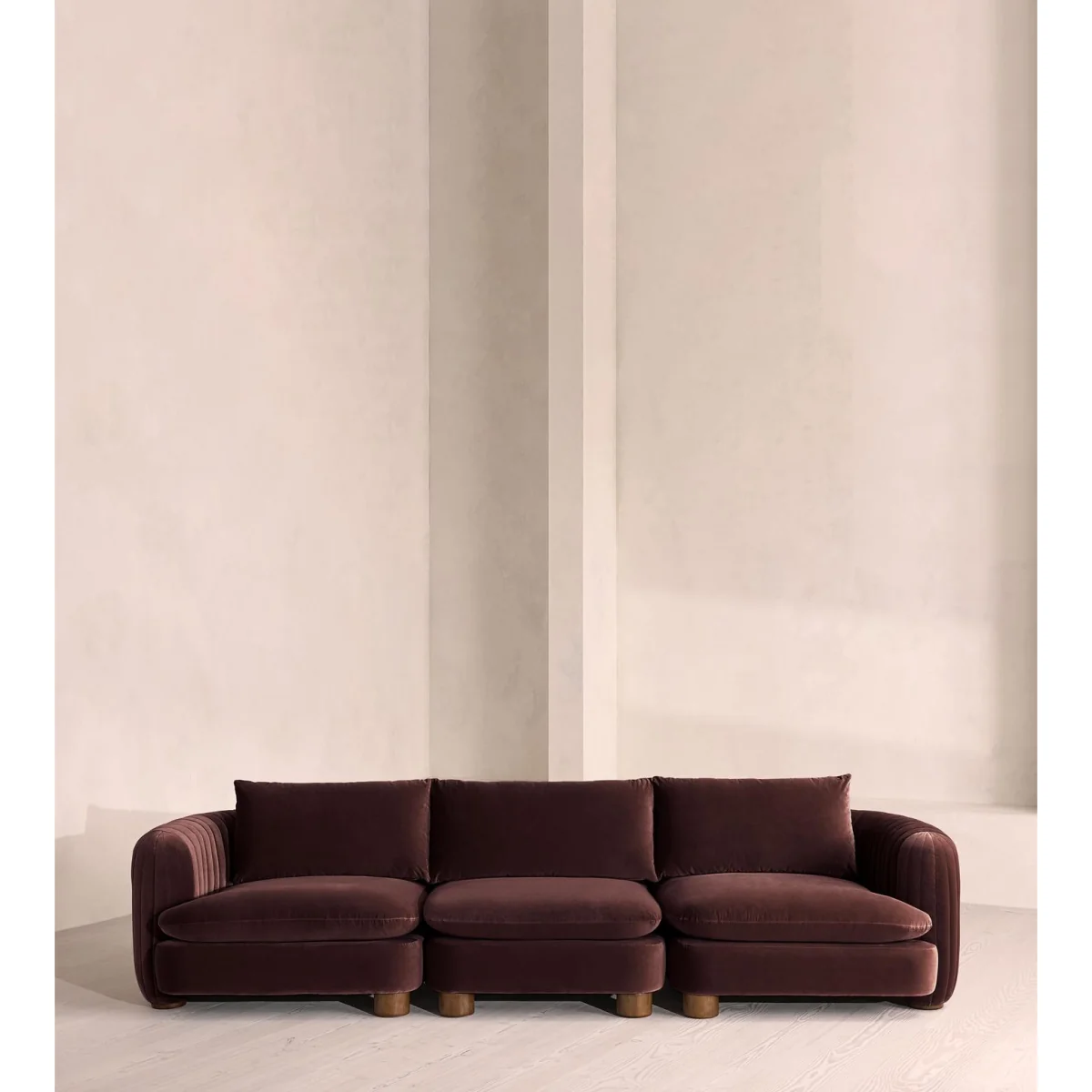 Vivienne Modular Sofa, Four Seater, Velvet, Aubergine, UK – image 2