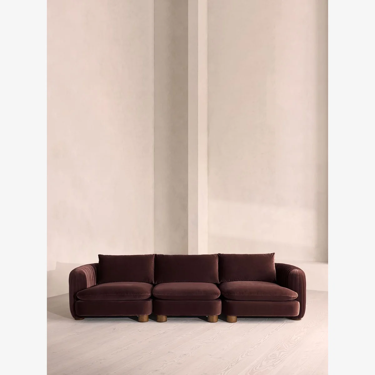Vivienne Modular Sofa, Four Seater, Velvet, Aubergine, UK – image 1