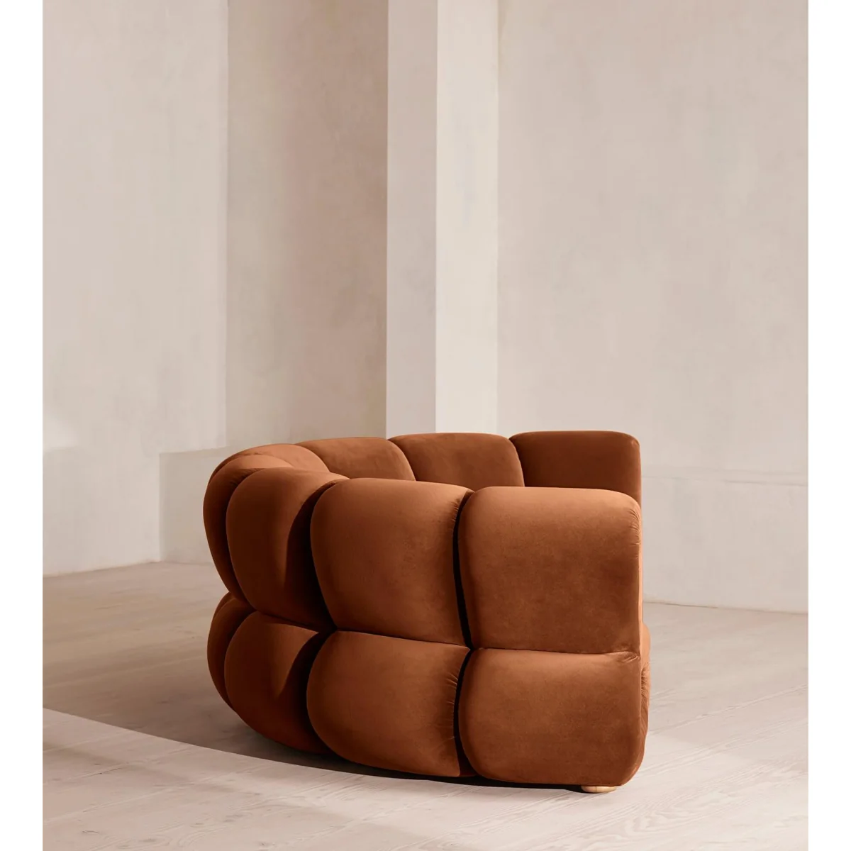 Noelle Modular Curved Sofa, Four Seater, Velvet, Cinnamon, UK – image 4