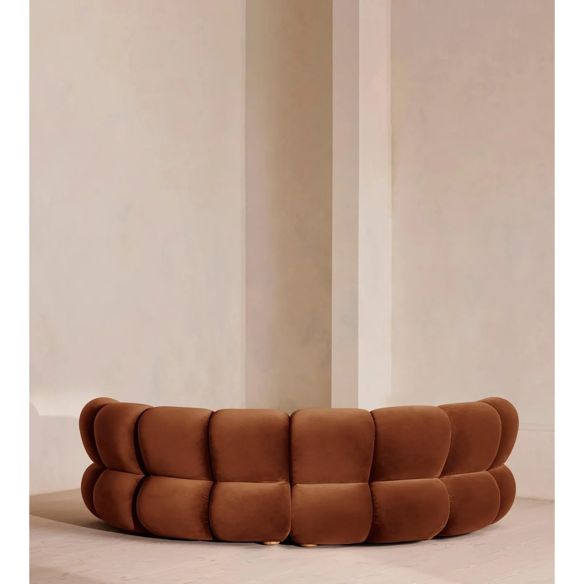 Noelle Modular Curved Sofa, Four Seater, Velvet, Cinnamon, UK – image 5