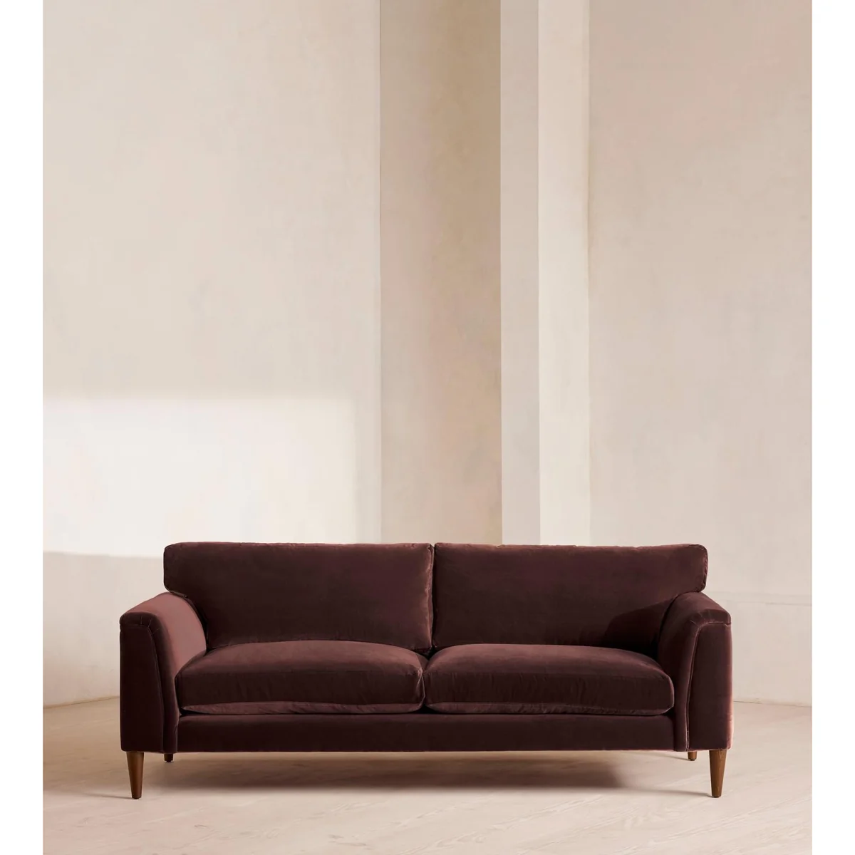 Reya Three Seater Sofa, Velvet, Aubergine, UK – image 2