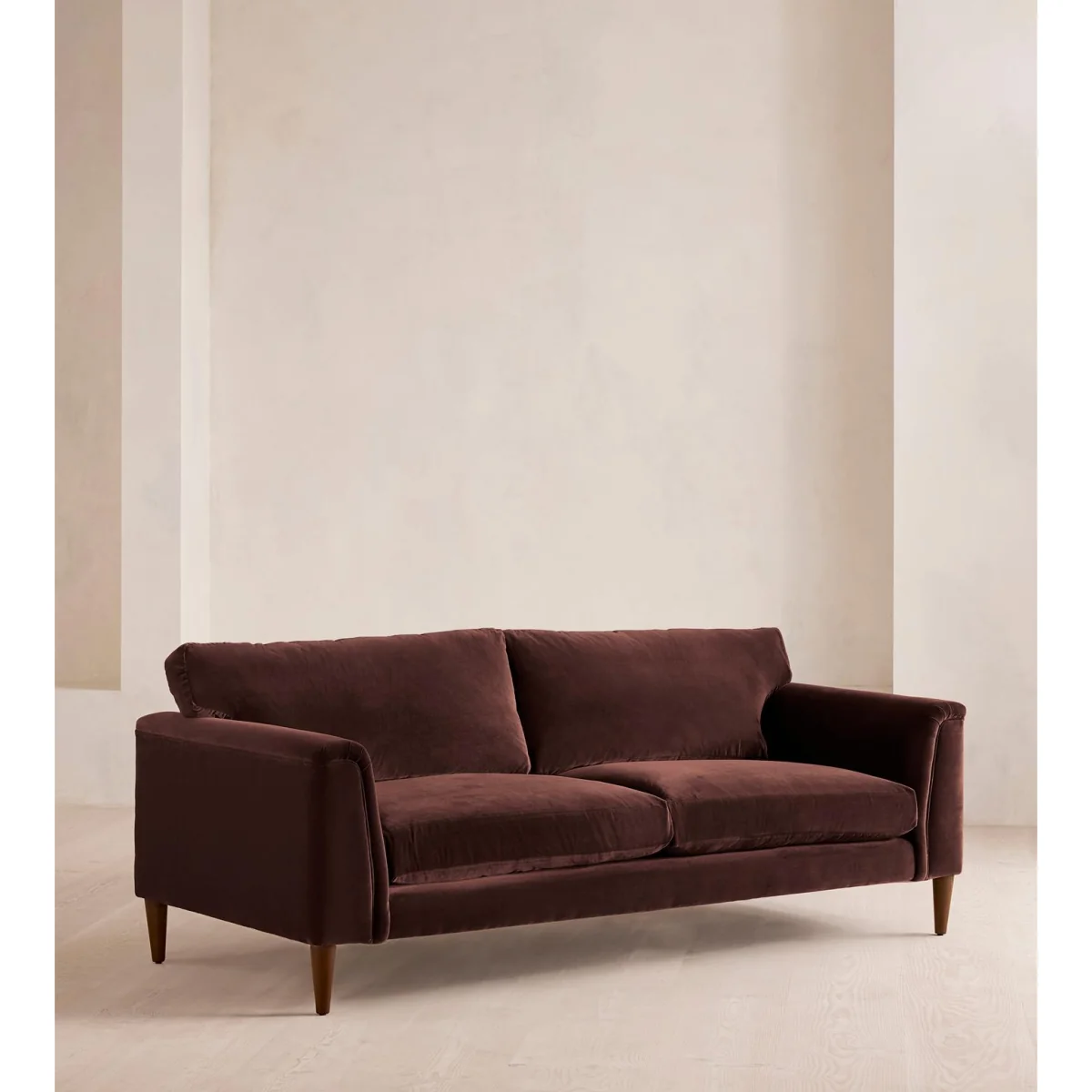 Reya Three Seater Sofa, Velvet, Aubergine, UK – image 3