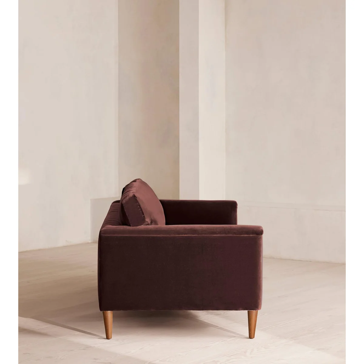 Reya Three Seater Sofa, Velvet, Aubergine, UK – image 4