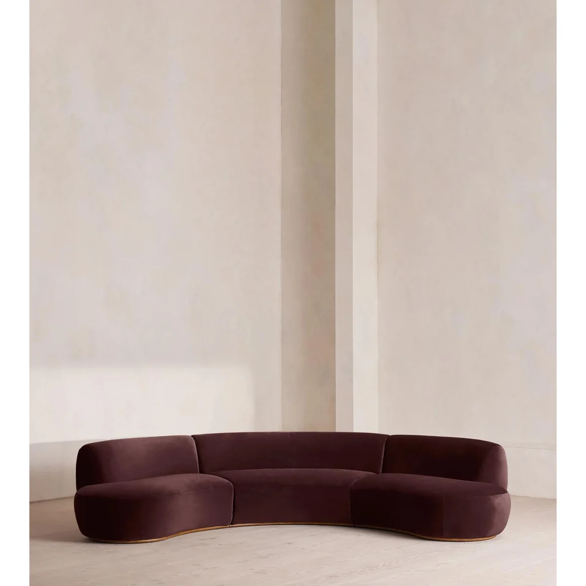 Aline Serpentine Modular Sofa, Four Seater, Velvet, Aubergine, UK – image 2