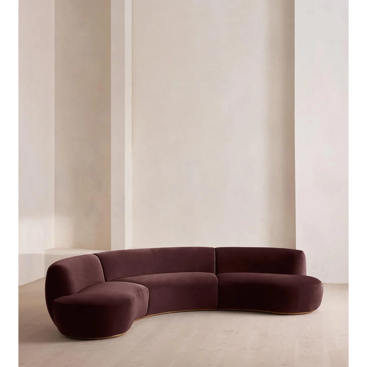 Aline Serpentine Modular Sofa, Four Seater, Velvet, Aubergine, UK – image 3